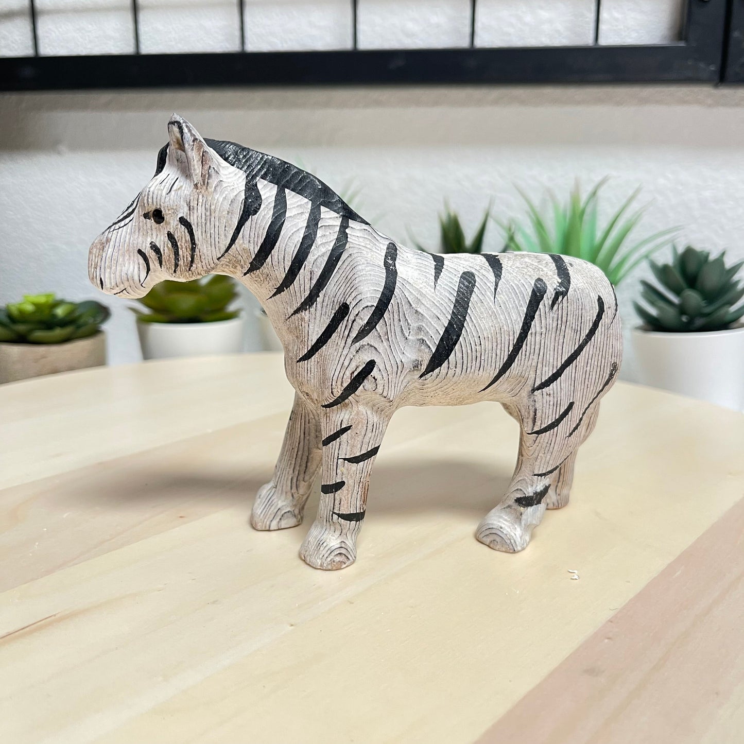 YEEYAYA Wood Zebra Wood sculpture Home decor Wood statue Wood figurines room decor Hand Carved wild animals Zoo