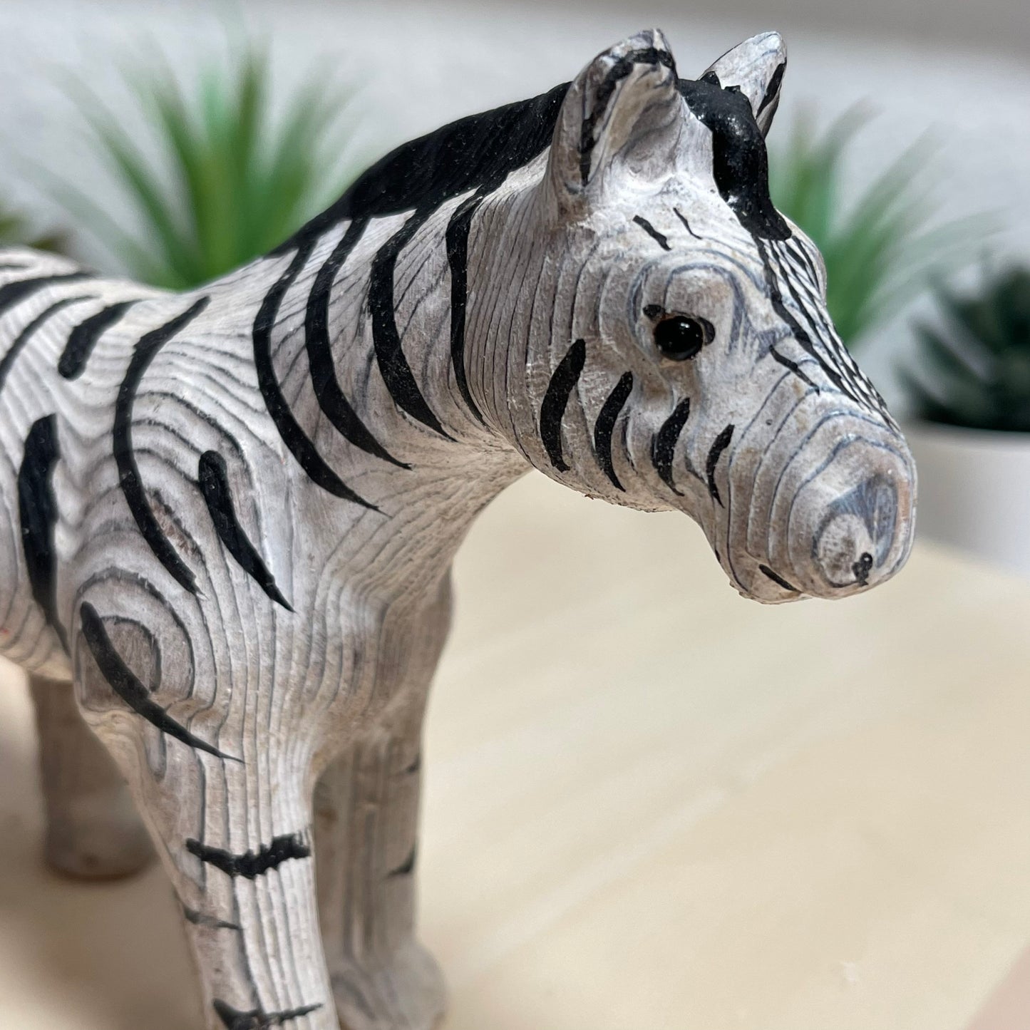 YEEYAYA Wood Zebra Wood sculpture Home decor Wood statue Wood figurines room decor Hand Carved wild animals Zoo