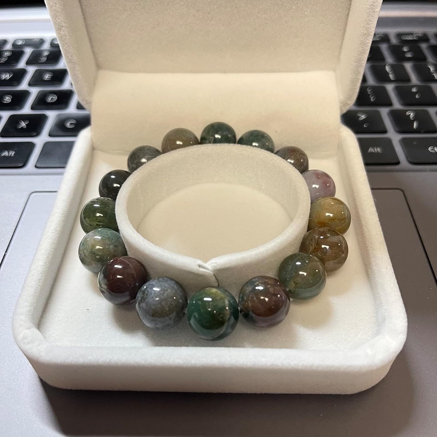 Natural stone bracelet 12mm (0.47") Bead 7-8.5 Inch beaded bracelets agate bracelet for women-(come with box)