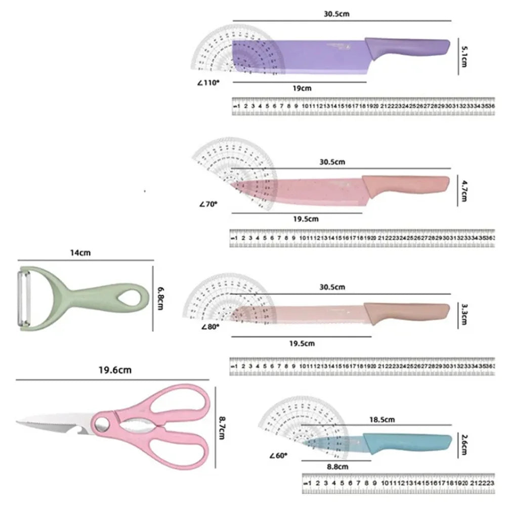 Evryealth Pastel Kitchen Knives Set of 6