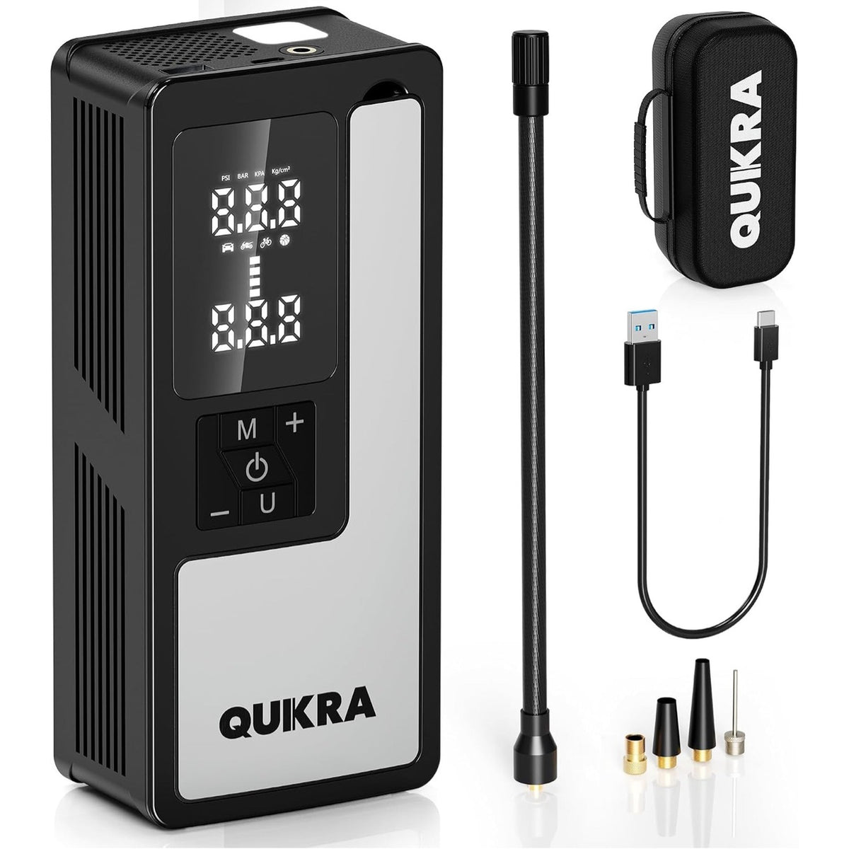 Tire Inflator Portable Air Compressor Cordless 150 PSI - Quikra P009
