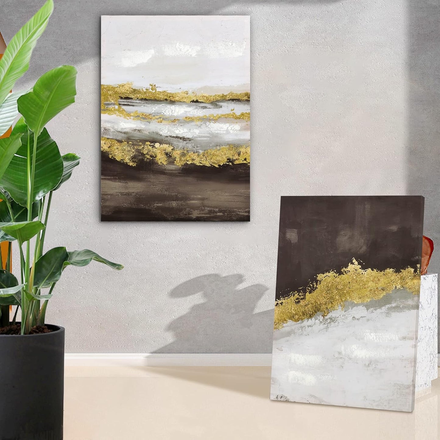 Abstract Wall Art,Gold Canvas Wall Art for Living Room,3 Piece Wall Art,Paintings for Wall Decorations Living Room Bedroom Bathroom Wall Decor(20"x28"*3 pcs)