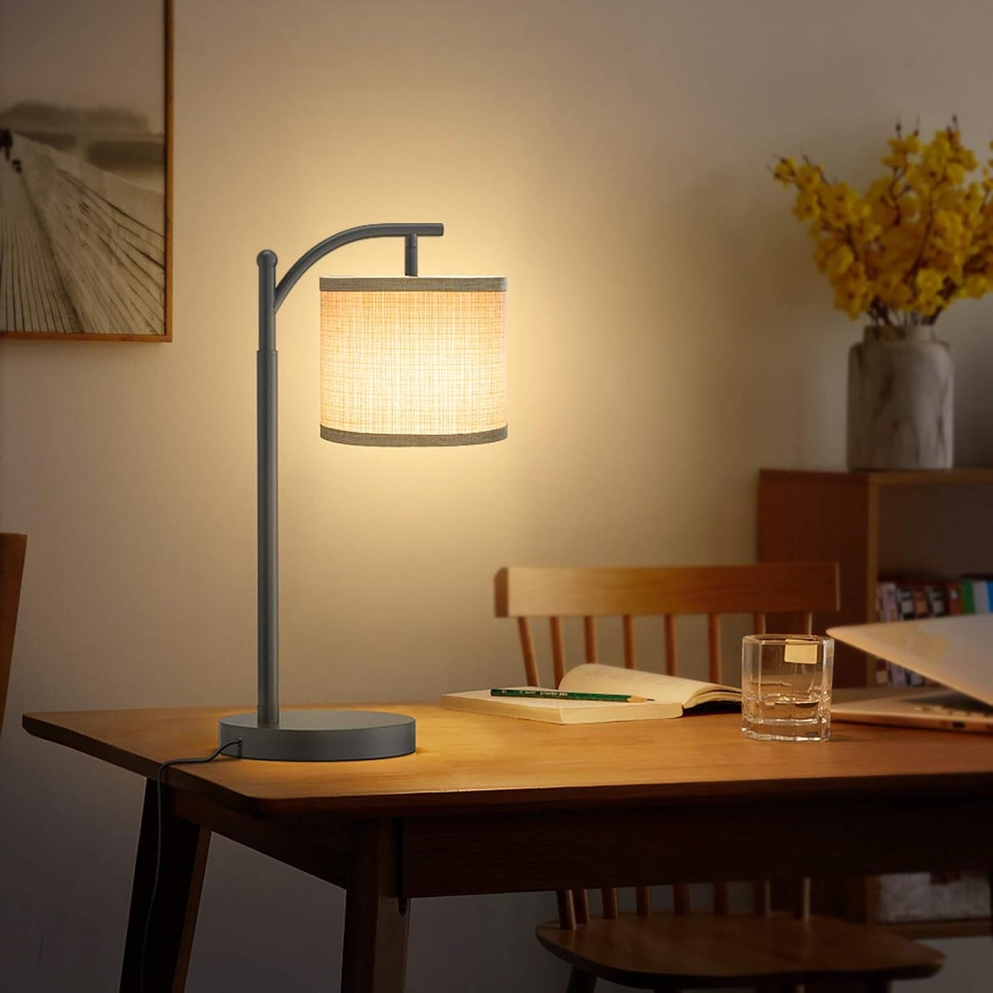 Touch Control Dimmable Table Lamp, 3 Level Brightness Bedside Table Lamp, Bedroom lamp with USB Port and 90 Degree Vertical 180 Degree Horizonal 330 Degree Rotation Flexible Head, 5W Bulb Included