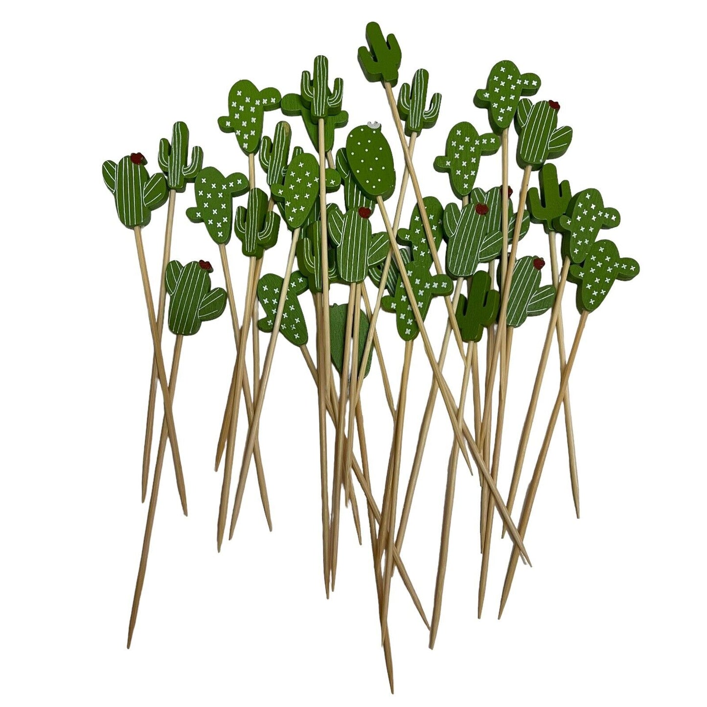 100 Pcs 5inch Cocktail Picks Handmade Sticks Bamboo Toothpicks cactus
