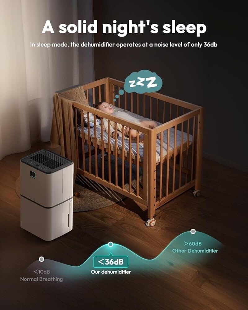 2000 Sq. Ft Dehumidifiers for Large Room and Basements, 30 Pints Dehumidifier with Drain Hose, Auto or Manual Drainage, 0.528 Gallon Water Tank, Auto Defrost, Dry Clothes Function, 24H Timer