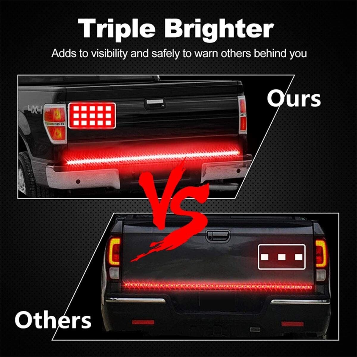New 60 Inch Tailgate Light Bar LED Light Strip, 3 rows 432 Led For Truck RV Etc.
