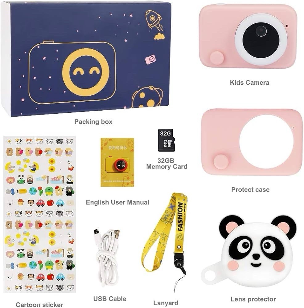 Kids Camera – Rechargeable, 16MP, 1080p Video, 2.4” Screen with 32GB Card