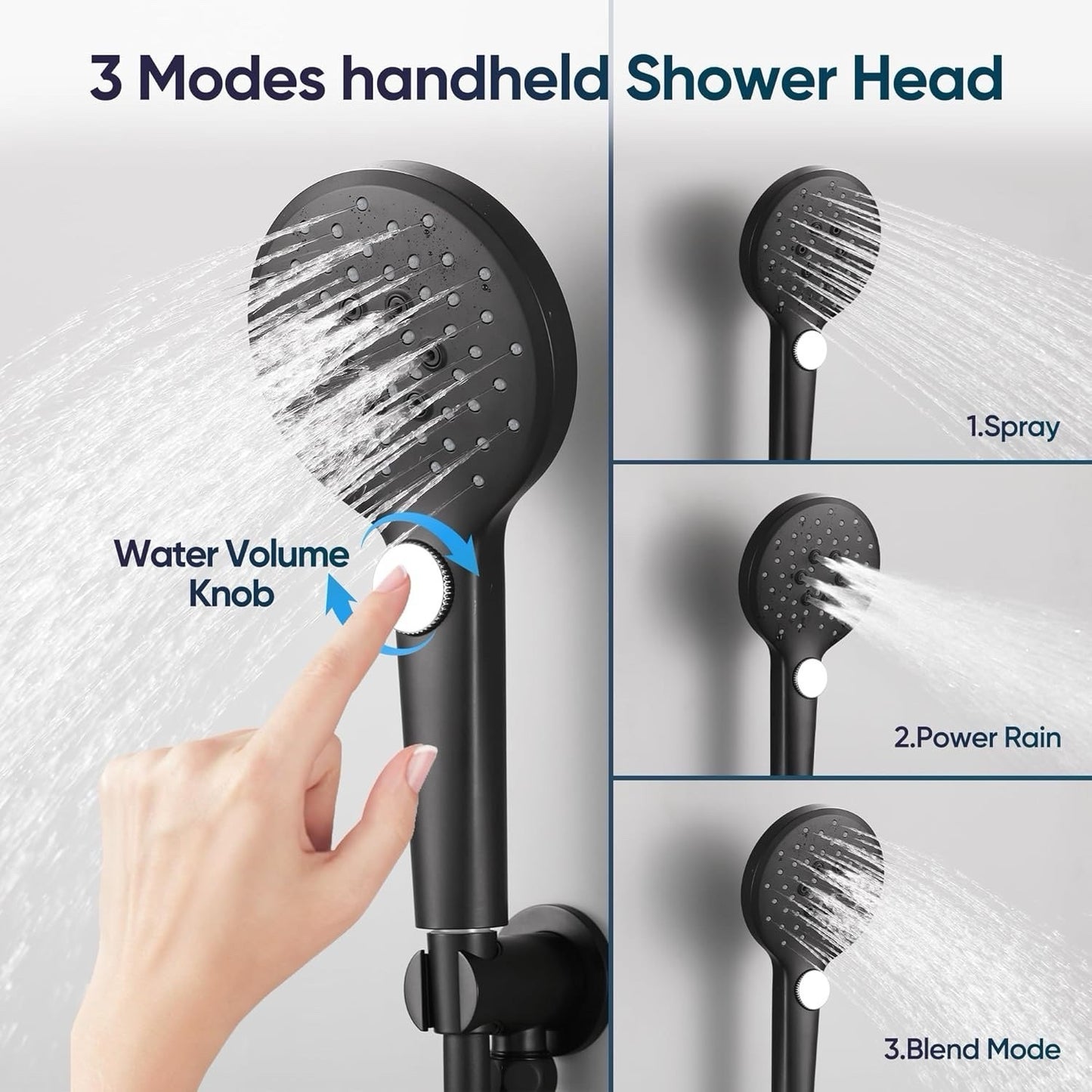 10 Inch Matte Black Shower System with High Pressure Rain Shower Head