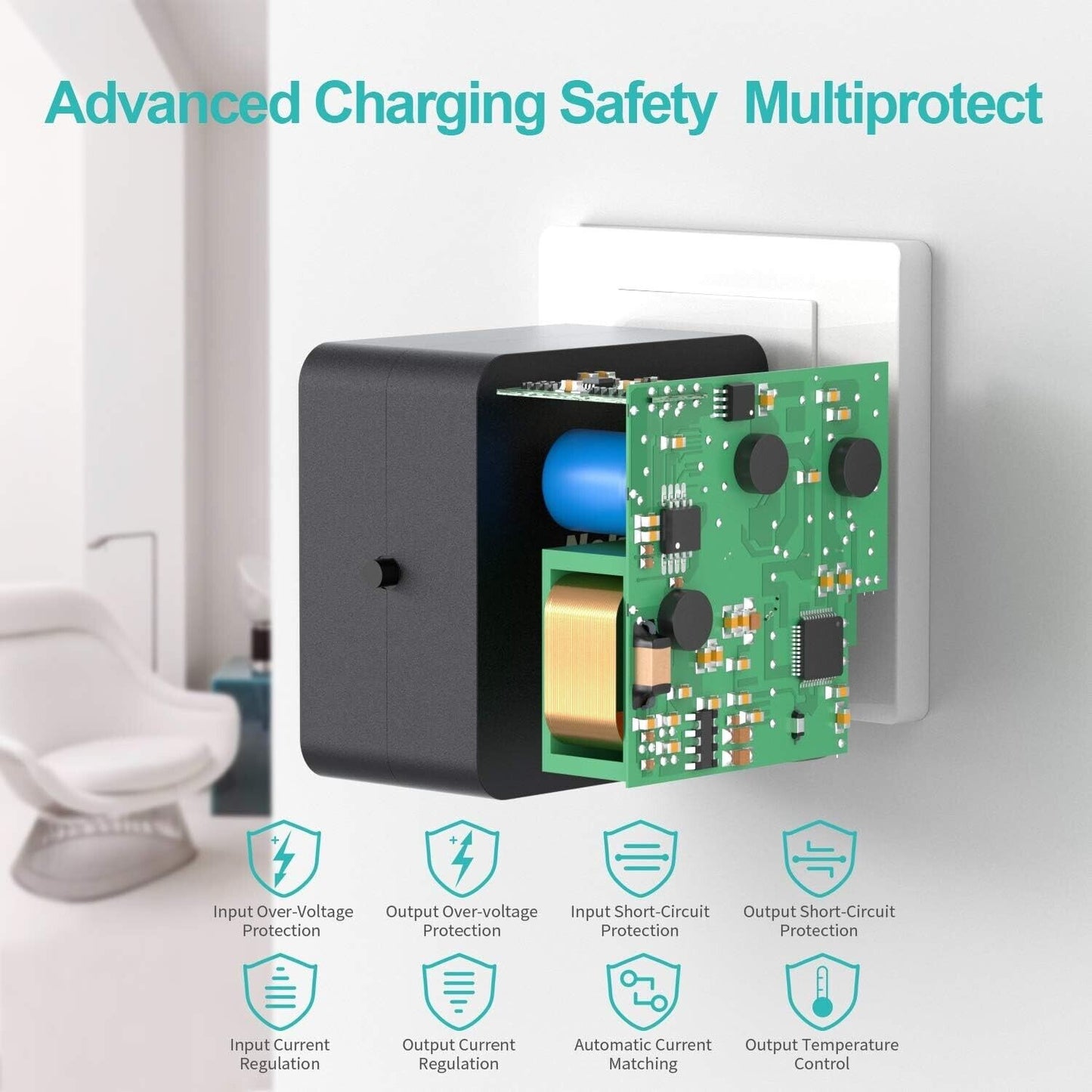 Nekteck 45w USB-C Charger with Attached 6ft Long Cable, PD.3[USB-IF Certified],