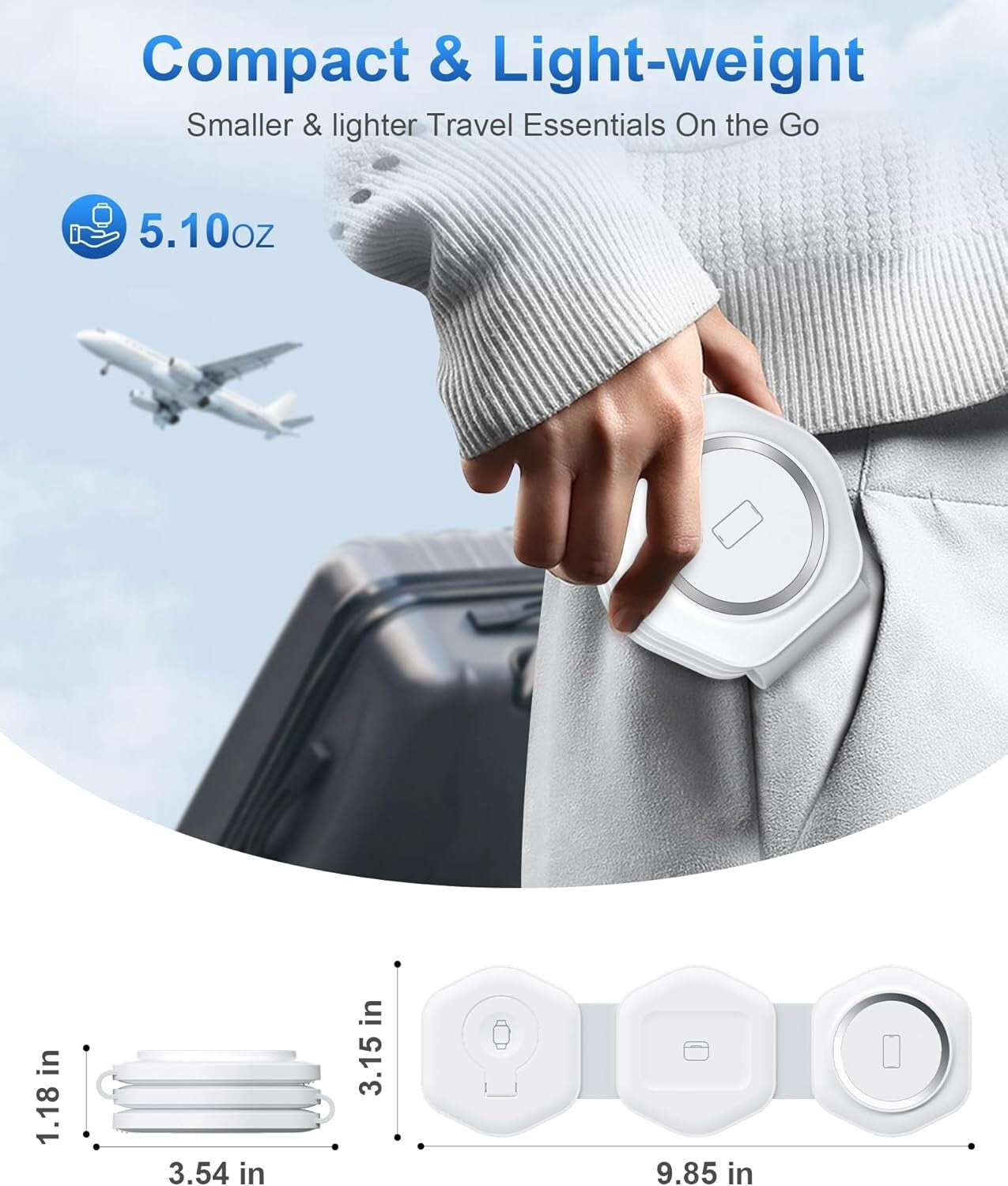 3 in 1 Wireless Charging Station for Apple Multiple Devices, Foldable Magnetic