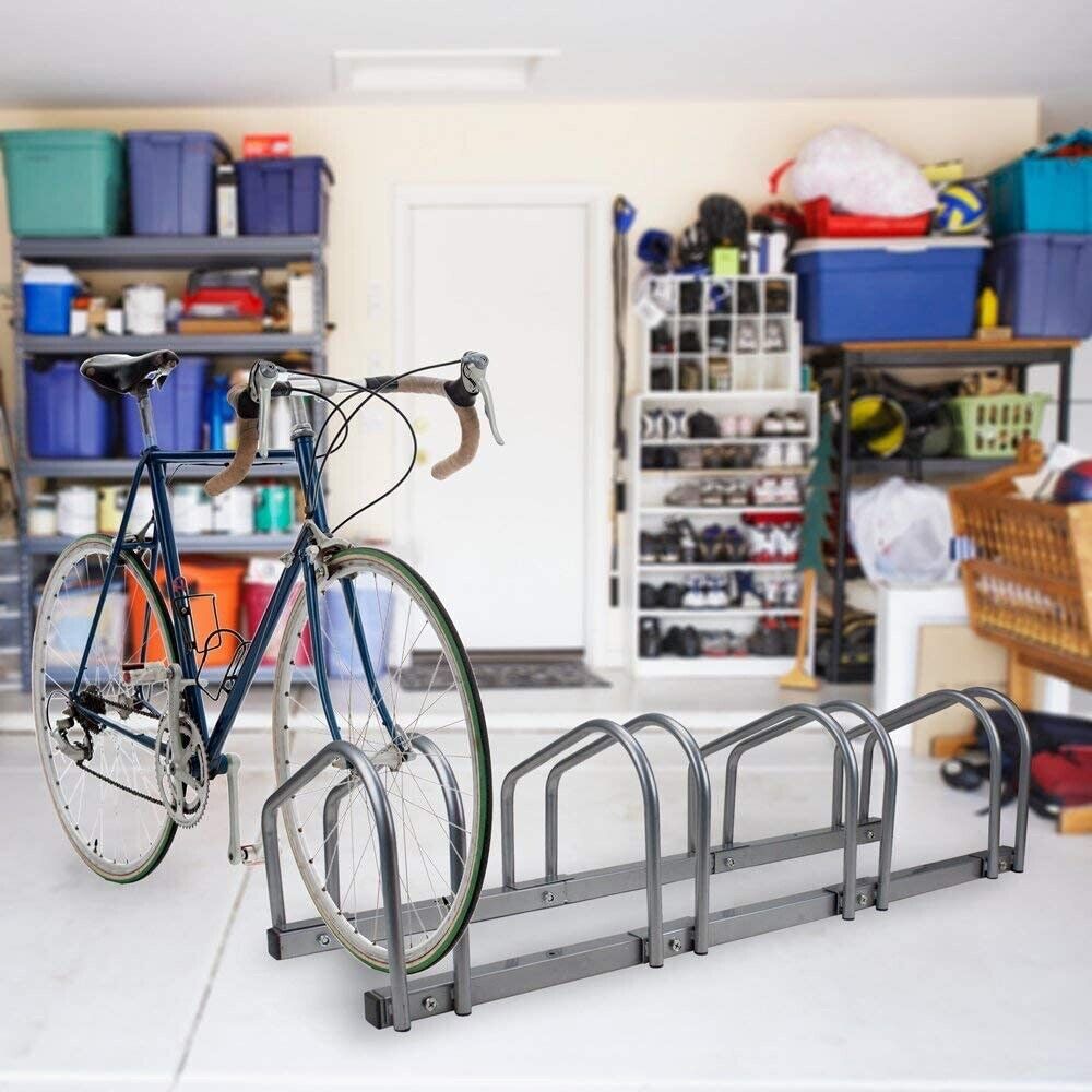 4 Bikes Floor Rack Stand Steel Bicycle Storage Organizer Parking Holder