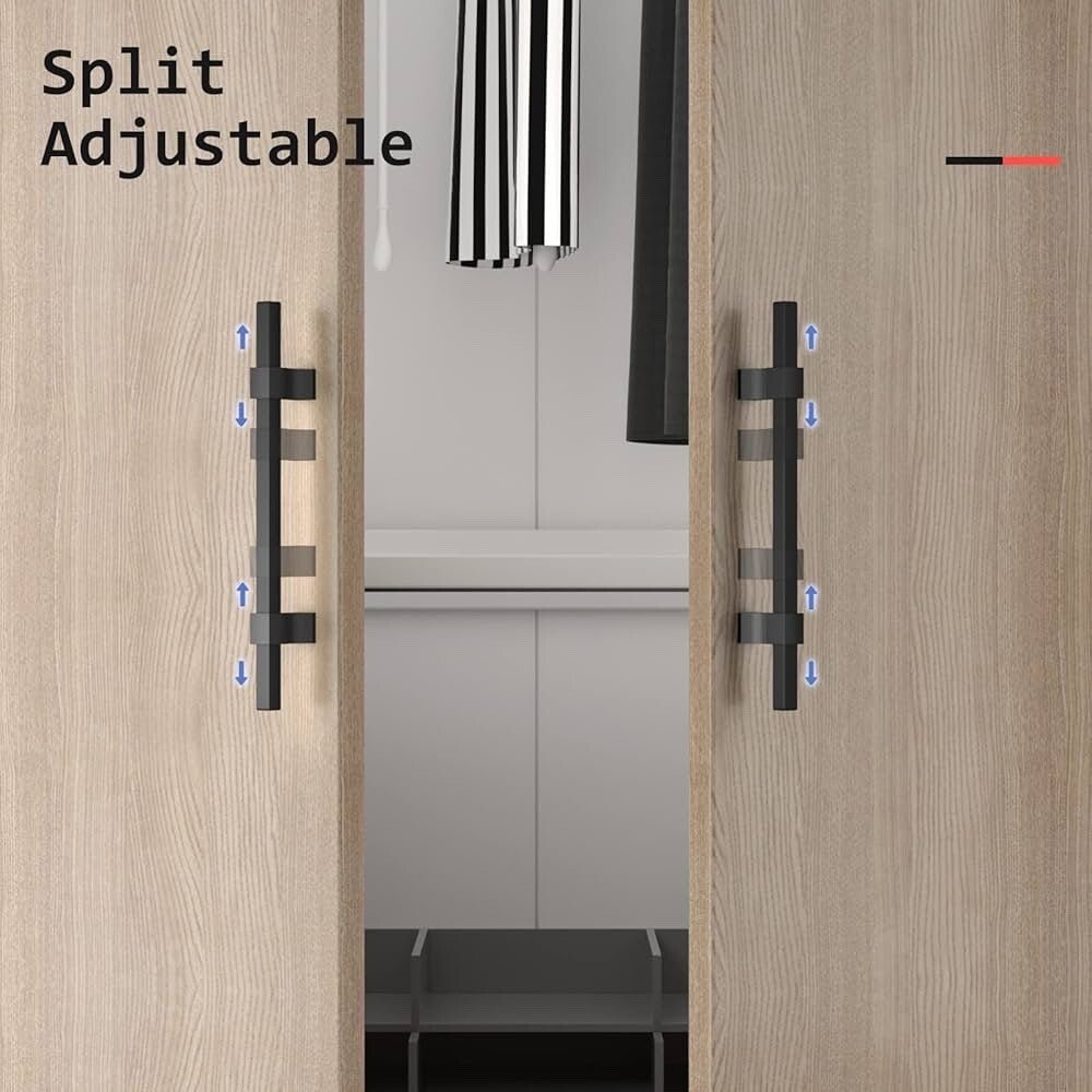 10 Pack Adjustable Black Cabinet Pulls 1-3/8" to 4" (35-102mm) Adjustable Hole D