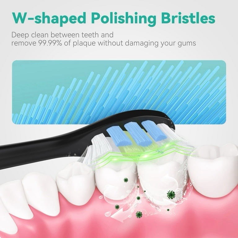 electric Toothbrush for Adults, with 6 Brush Heads, 5 Modes & 3 Intensity Levels