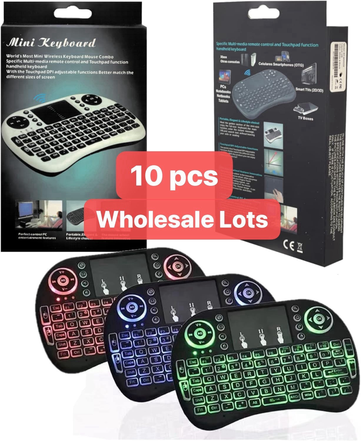 10Pcs-2.4GHz Mini Wireless Keyboard+ Mouse Wireless Touchpad Rechargeable Combos