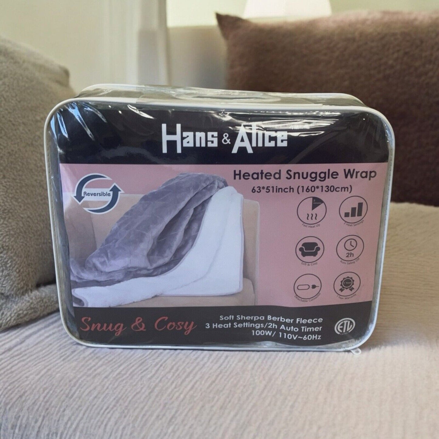 Electric Blanket 63" x 51" Thickened Flannel and Sherpa Heated Blanket