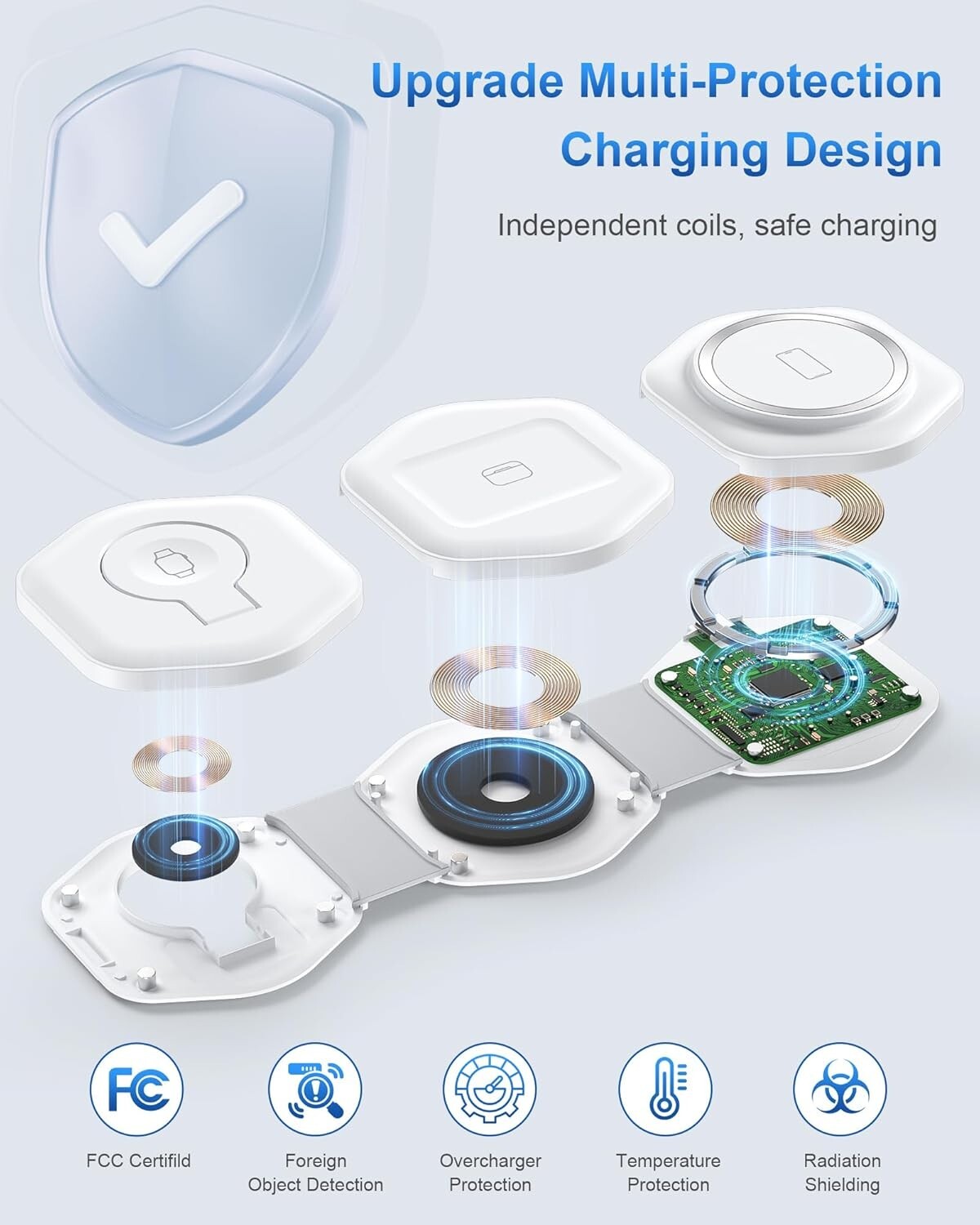 3 in 1 Wireless Charging Station for Apple Multiple Devices, Foldable Magnetic