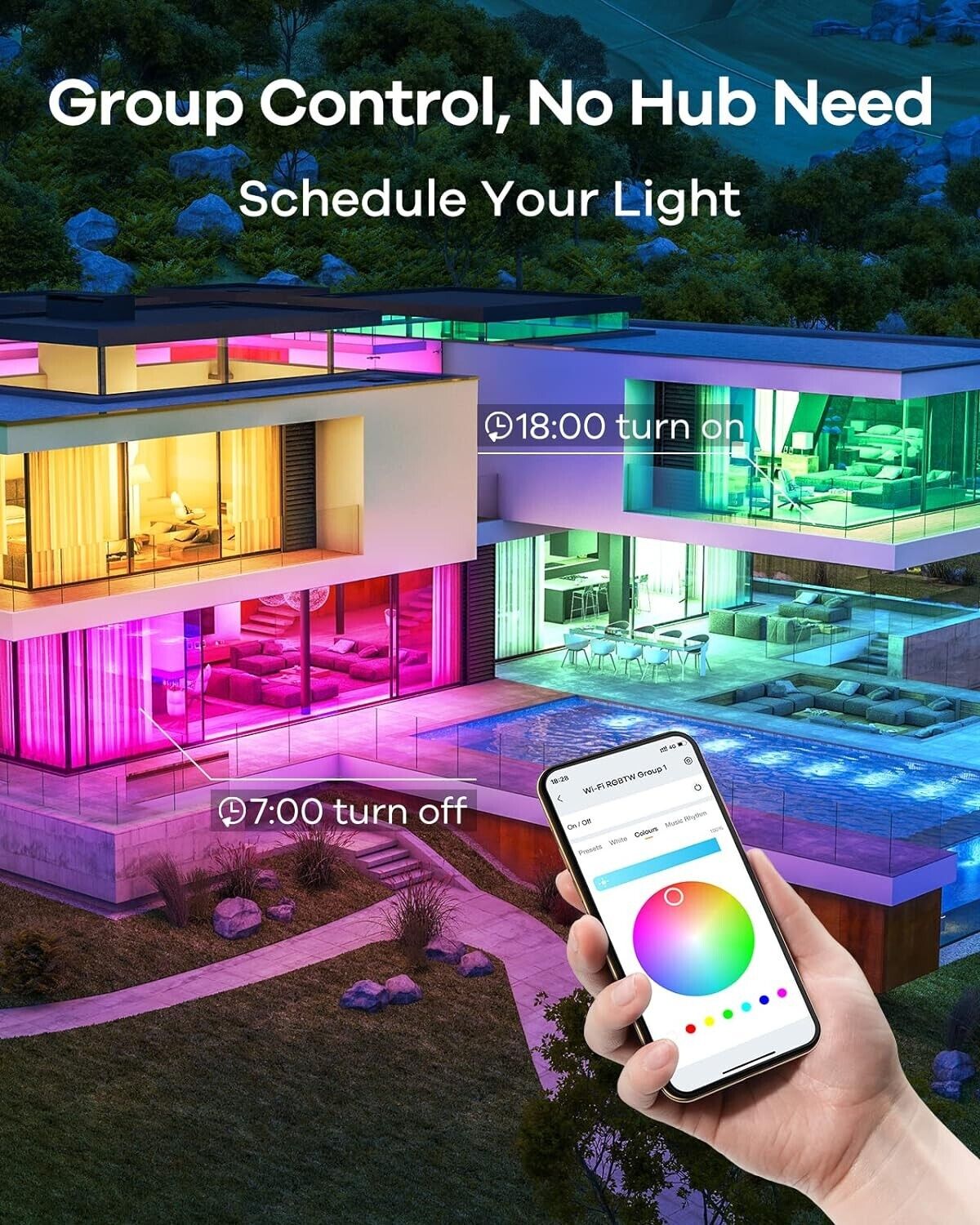 4x Smart Light Bulbs LED RGBW Color Changing Dimmable A19 E26 Bulbs, 2700-6500K