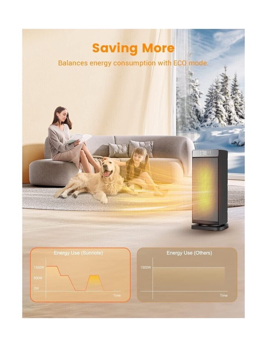 Space Heater 1500W Fast Heating, Electric & Portable Ceramic Heaters indoor only