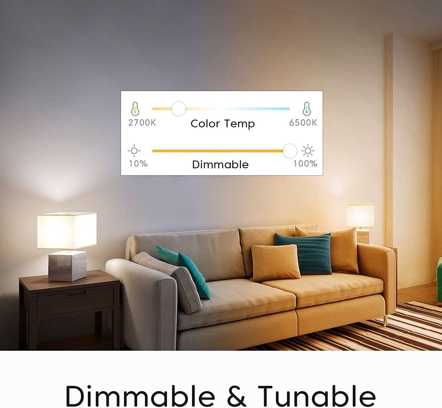 4x Smart Light Bulbs LED RGBW Color Changing Dimmable A19 E26 Bulbs, 2700-6500K