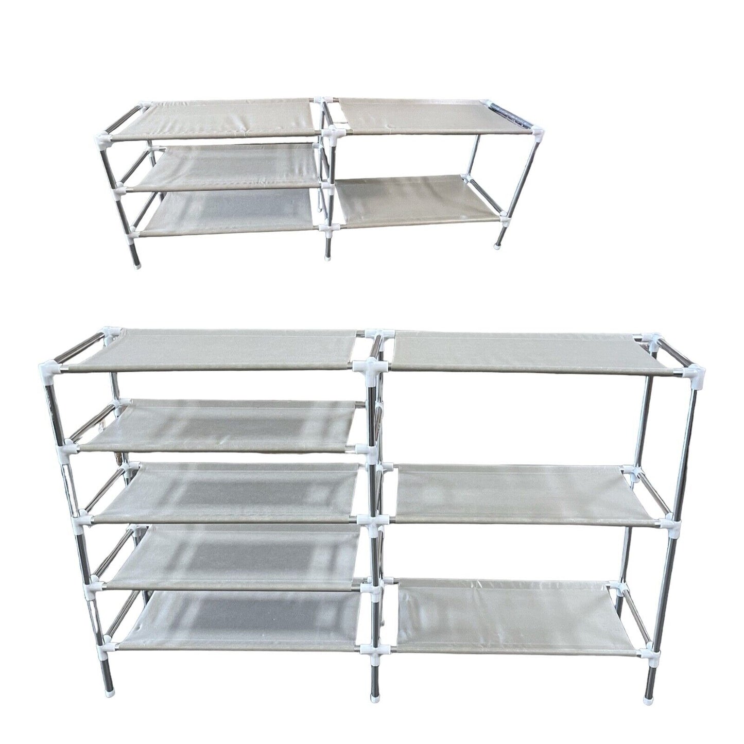 5-Tier Expandable Shoe Rack, Stackable and Adjustable Shoes Organizer Storage