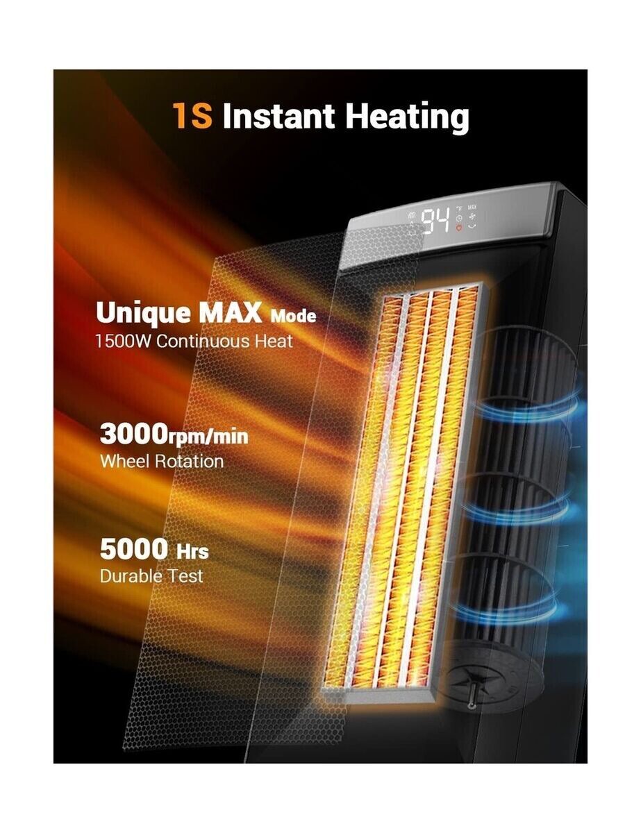 Space Heater 1500W Fast Heating, Electric & Portable Ceramic Heaters indoor only