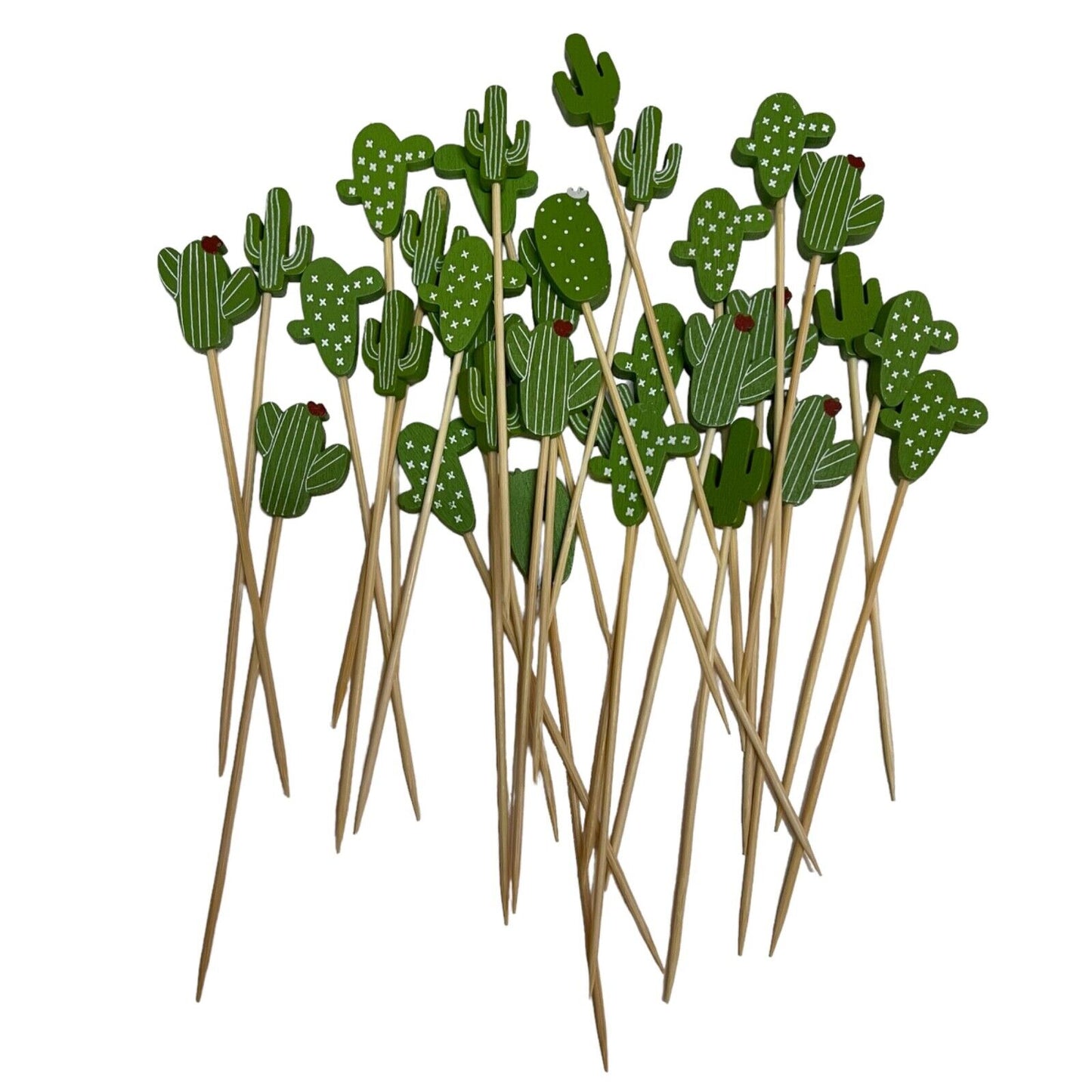 100 PCS Bamboo Cocktail Picks 5inch Food Picks Easter cactus flamingo