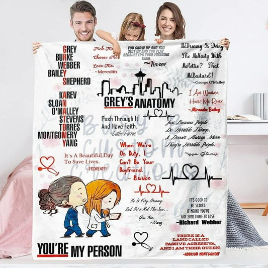 80×60inch Anatomy Blanket You are my person Throw Blanket Ultra-Soft Blanket for