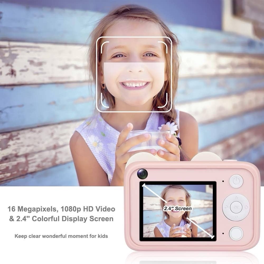 Kids Camera – Rechargeable, 16MP, 1080p Video, 2.4” Screen with 32GB Card