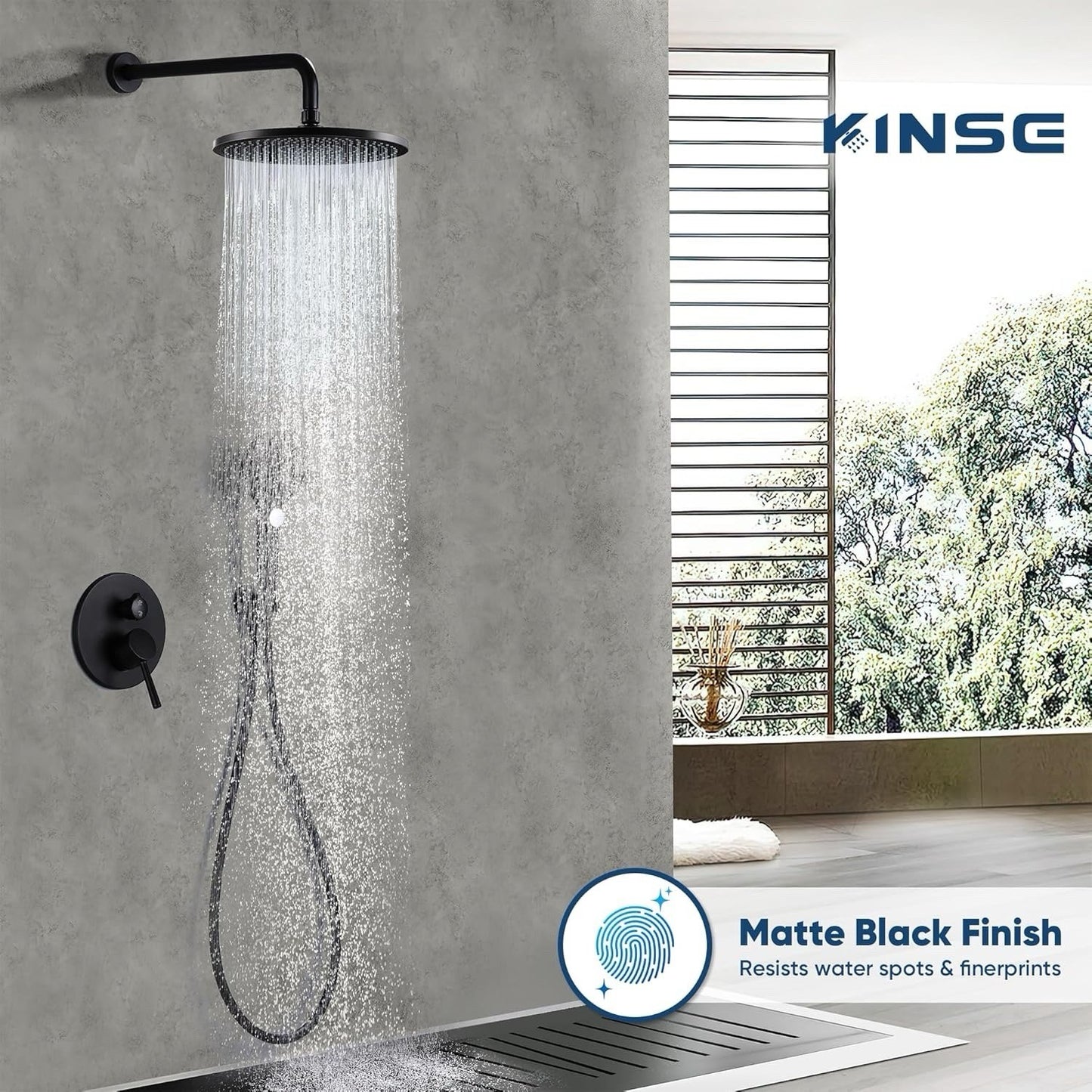 10 Inch Matte Black Shower System with High Pressure Rain Shower Head