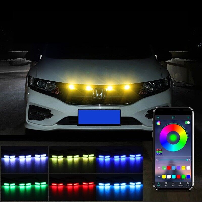 4pcs 64 colors LED grille Lights Led Lights Kits Center Grid Decorative Lights