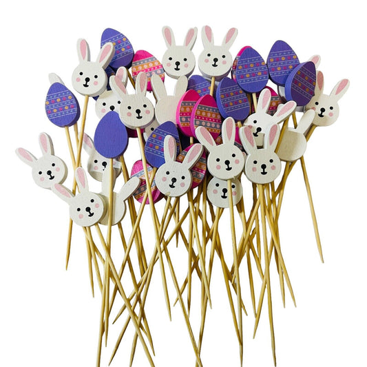 100 Pcs 5inch Cocktail Picks Handmade Sticks Bamboo easter bunny eggs