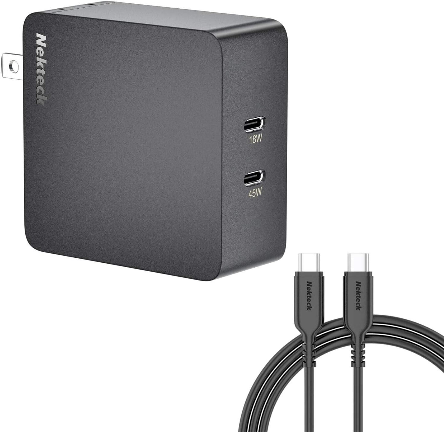 Nekteck 63W USB C Wall Charger with 45W Power Delivery, Foldable Plug Charging A
