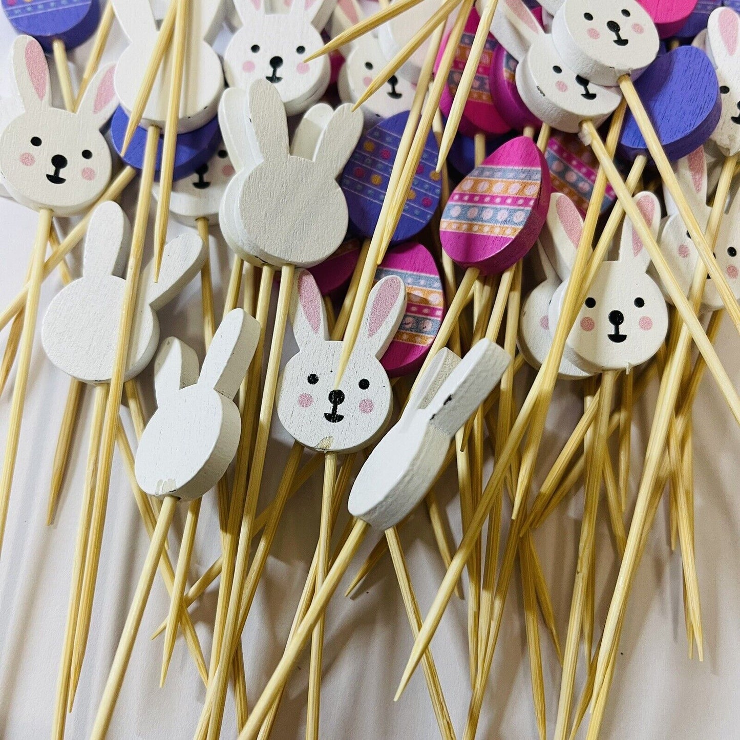 100 Pcs 5inch Cocktail Picks Handmade Sticks Bamboo easter bunny eggs