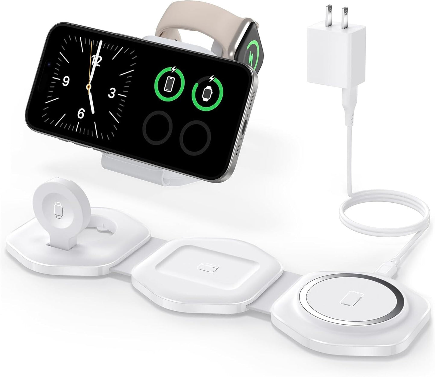 3 in 1 Wireless Charging Station for Apple Multiple Devices, Foldable Magnetic
