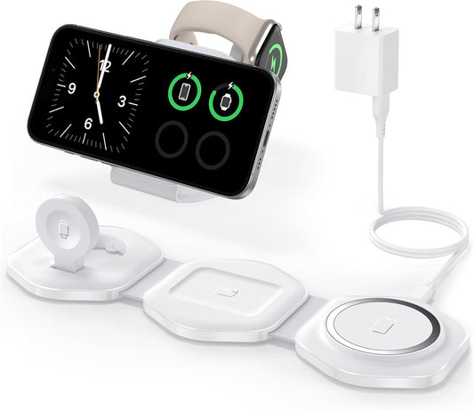 3 in 1 Wireless Charging Station for Apple Multiple Devices, Foldable Magnetic