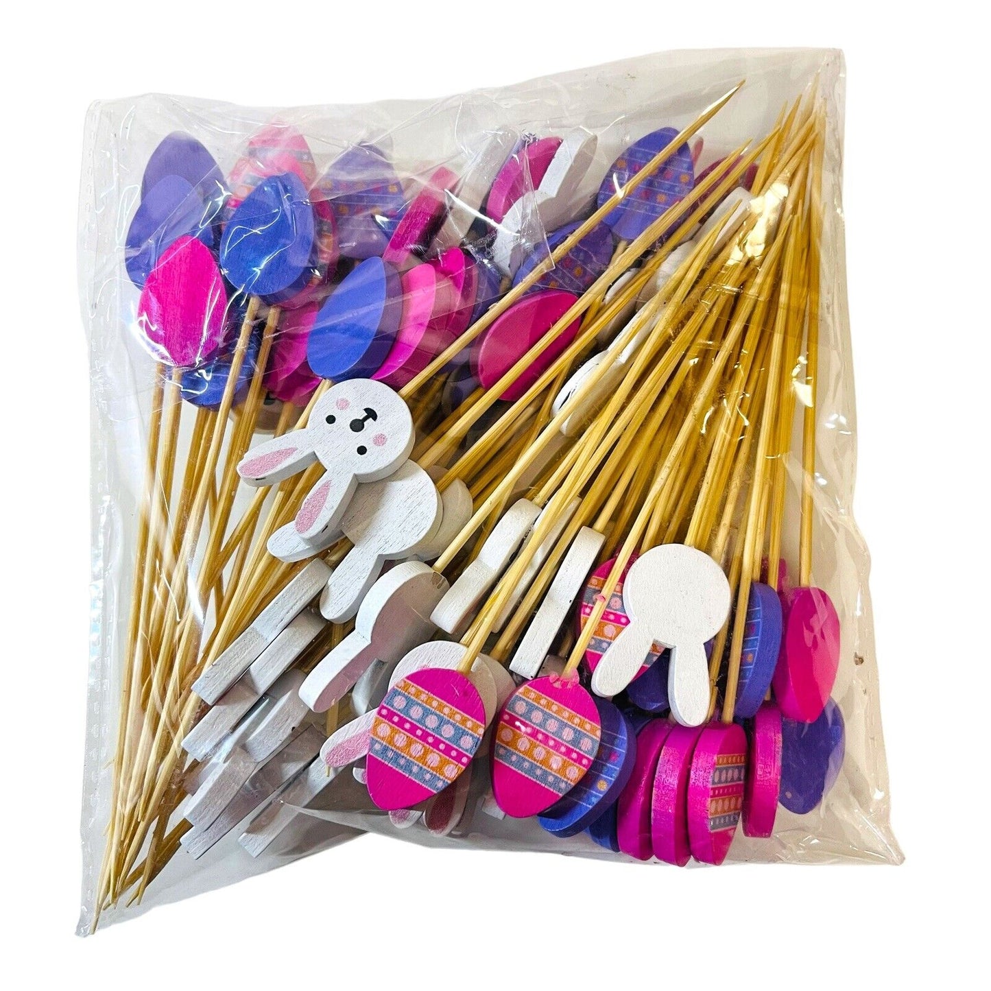100 Pcs 5inch Cocktail Picks Handmade Sticks Bamboo easter bunny eggs