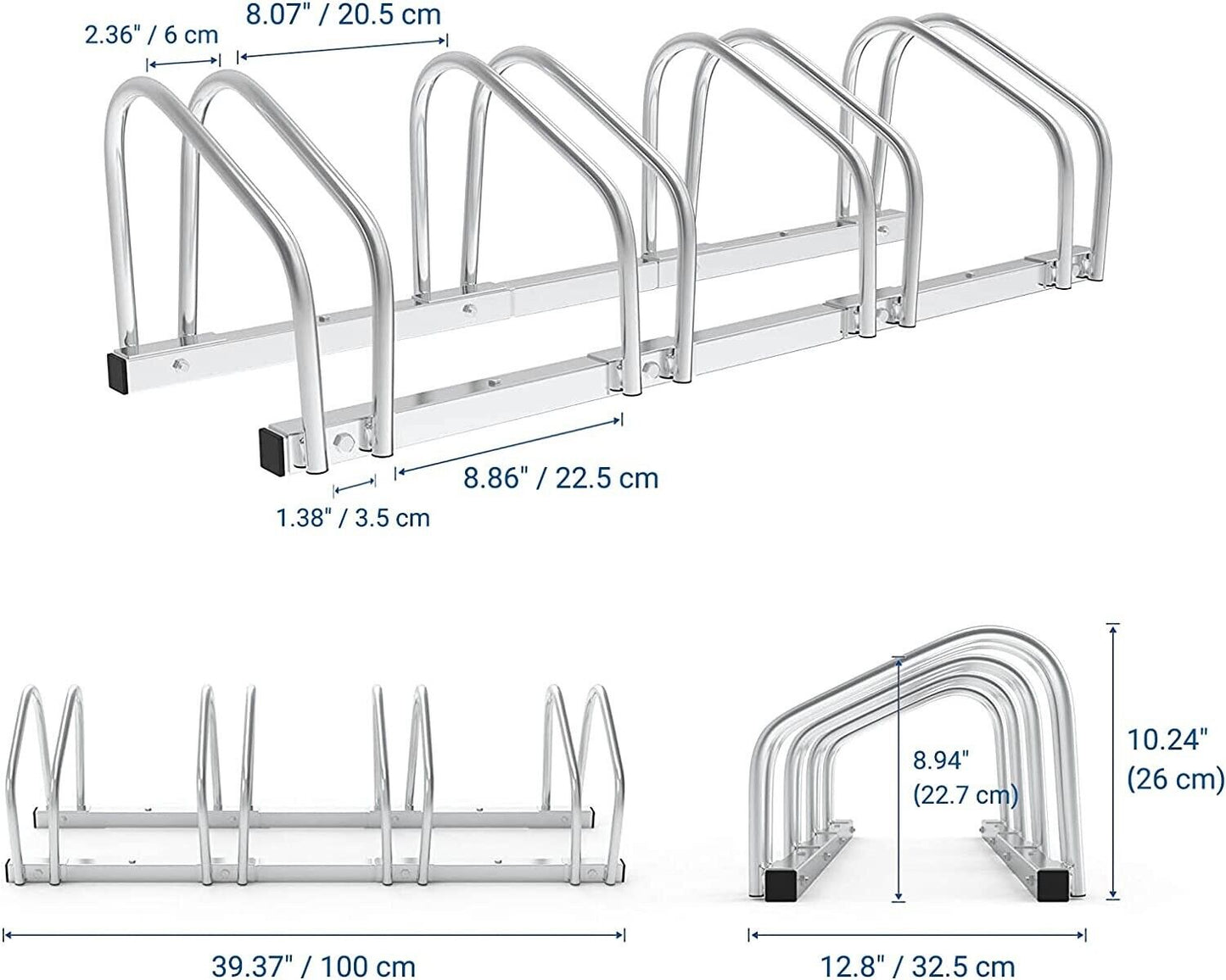 4 Bikes Floor Rack Stand Steel Bicycle Storage Organizer Parking Holder
