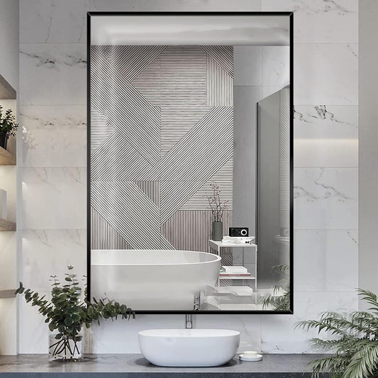 37×25inch Inch Rectangle Metal Mirror, Modern Bathroom Vanity Mirror, Anti Rust,