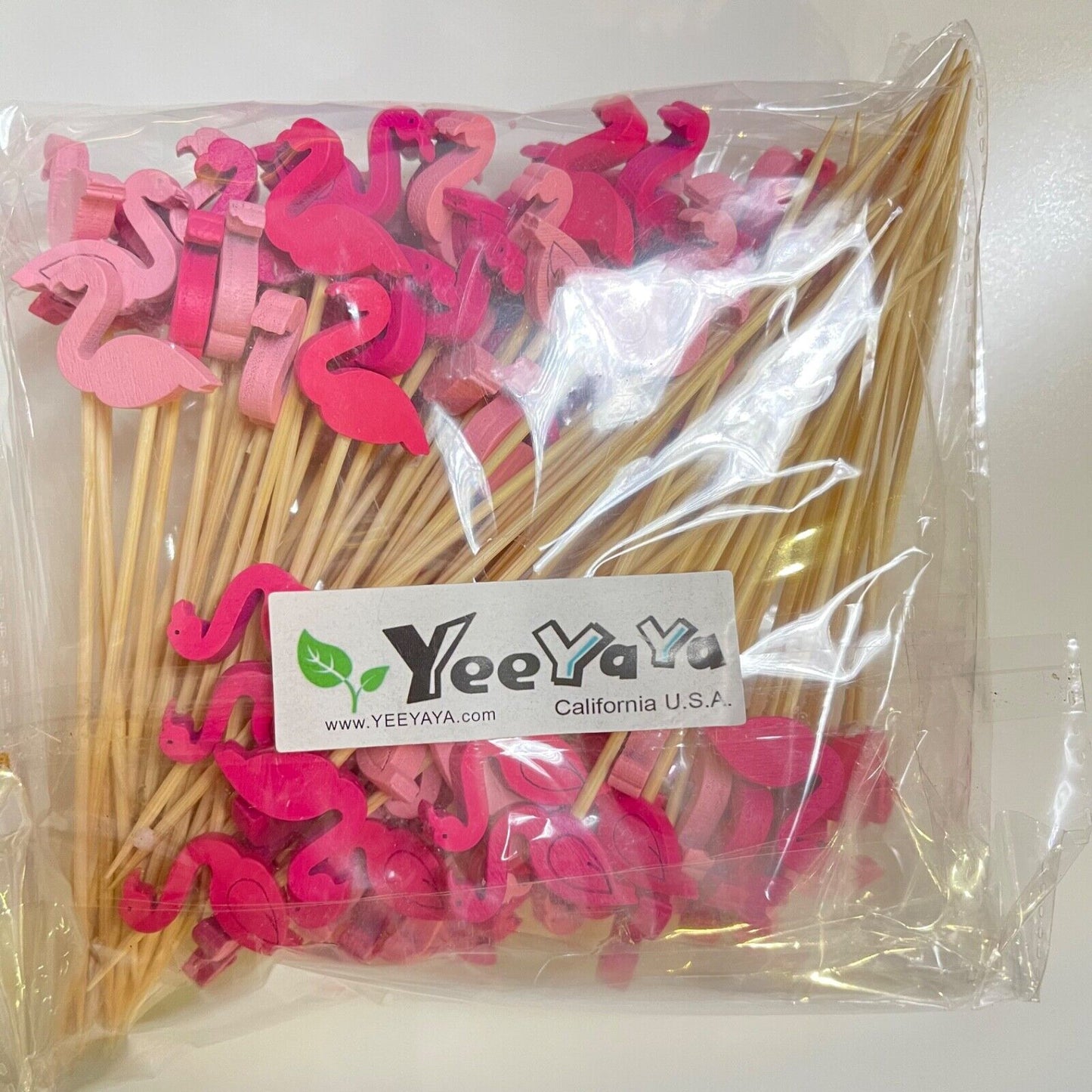 100 PCS Bamboo Cocktail Picks 5inch Food Picks Easter cactus flamingo