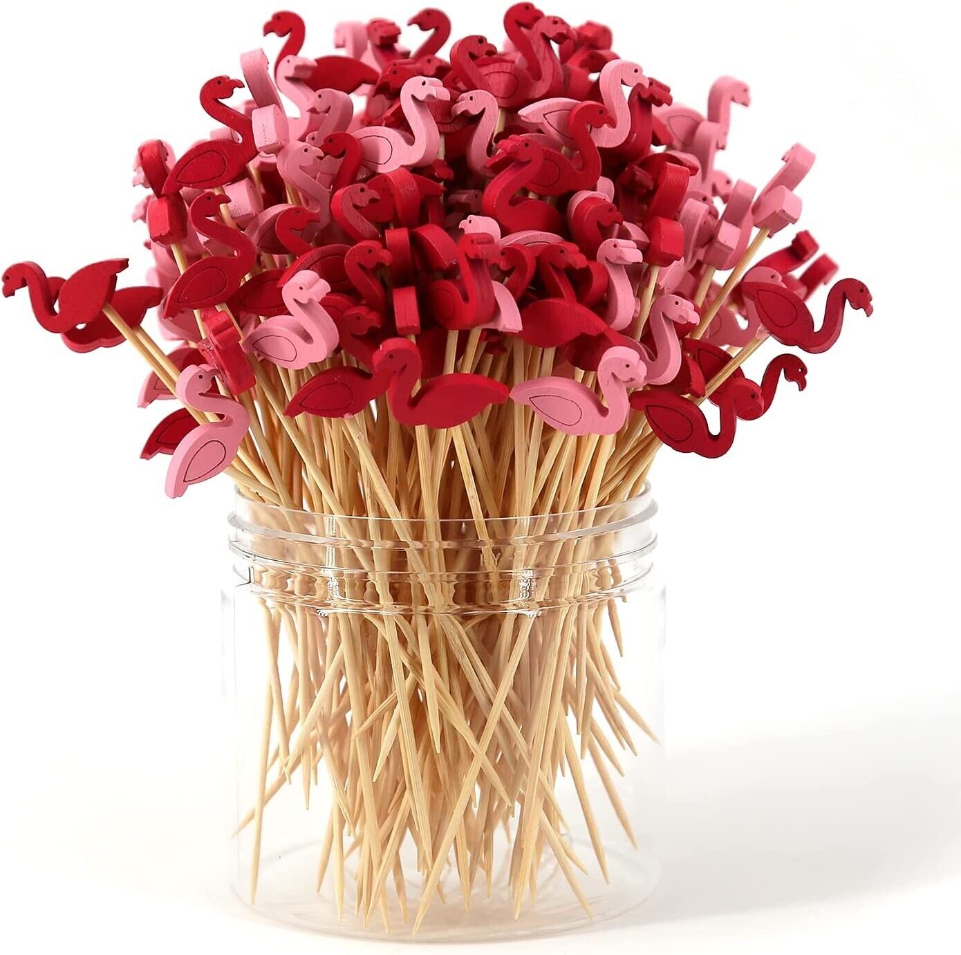 100 PCS Bamboo Cocktail Picks 5inch Food Picks Easter cactus flamingo
