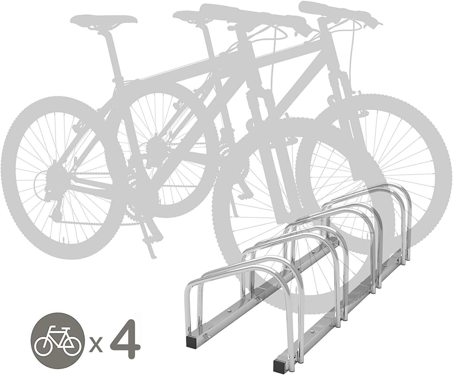 4 Bikes Floor Rack Stand Steel Bicycle Storage Organizer Parking Holder