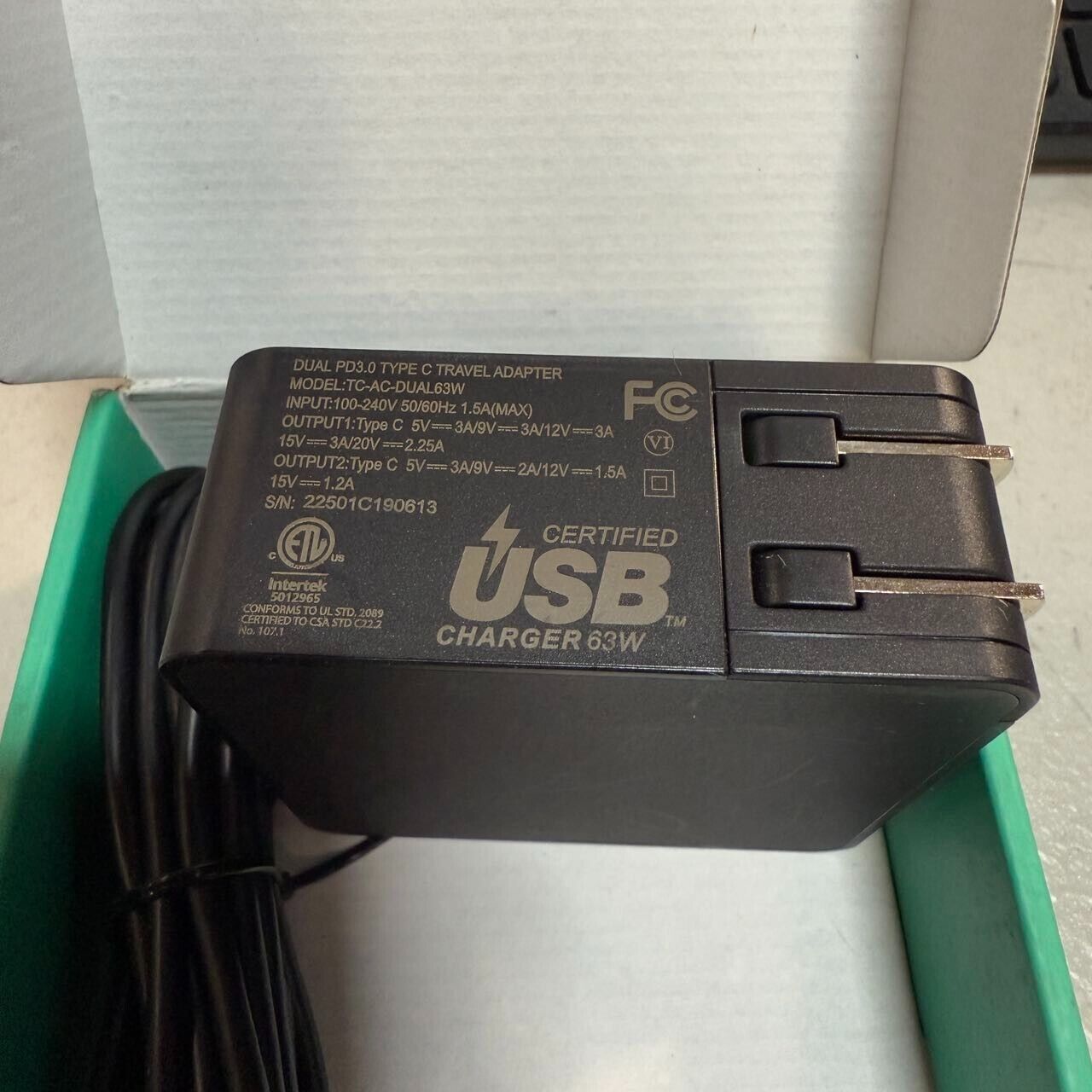 Nekteck 63W USB C Wall Charger with 45W Power Delivery, Foldable Plug Charging A
