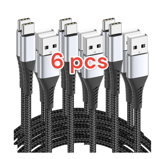 6FT USB C Cable, 3/6pcs Braided USB Type C Charger Cord 6 Feet USB A to USB C