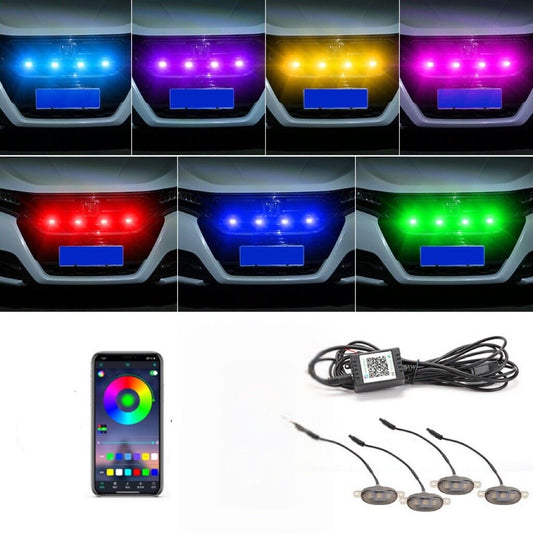 4 件装 64 色 LED 格栅灯 LED 灯套件 中心格栅装饰灯