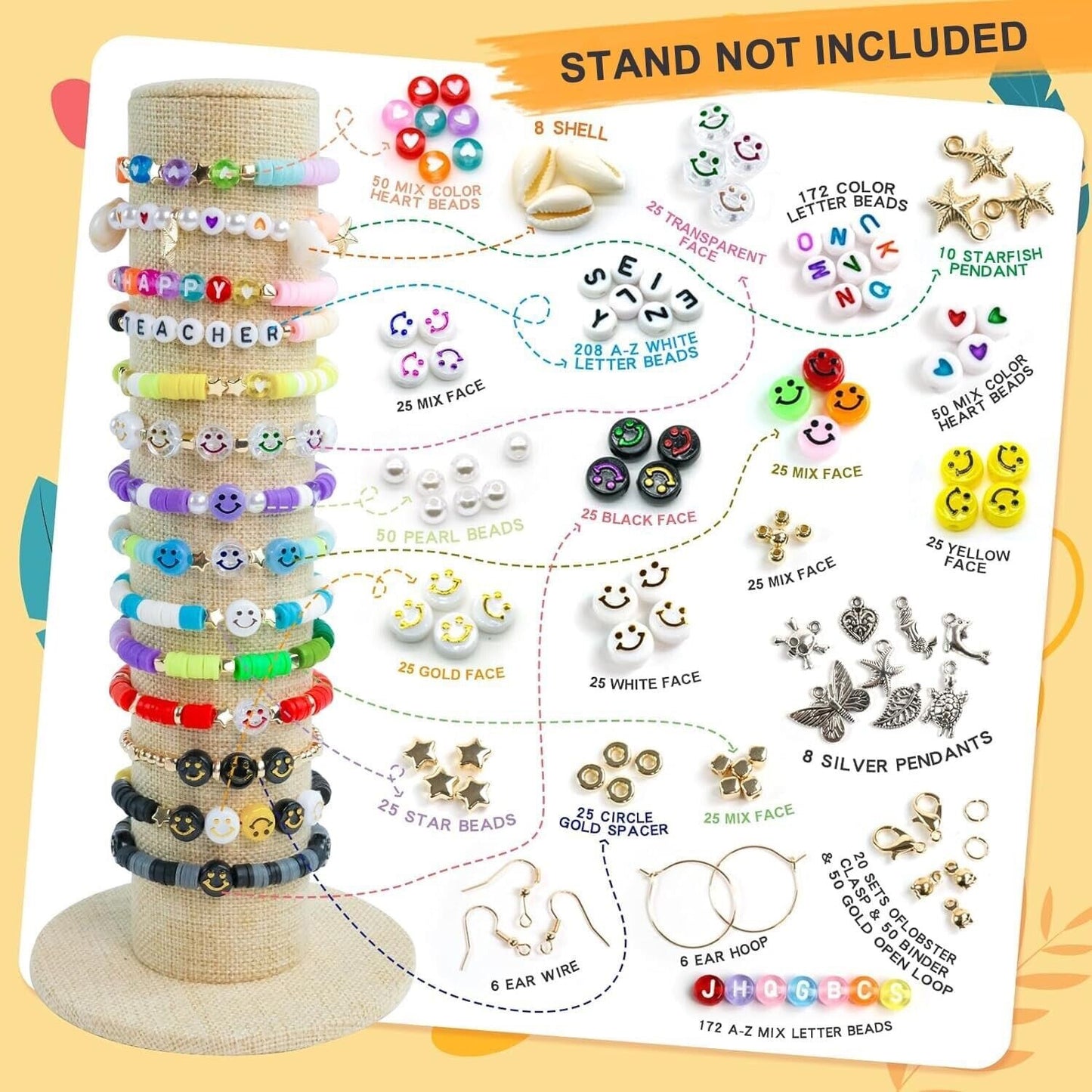 7200 Clay Beads Bracelet Making Kit,24 Colors Spacer Flat Beads for Jewelry Maki