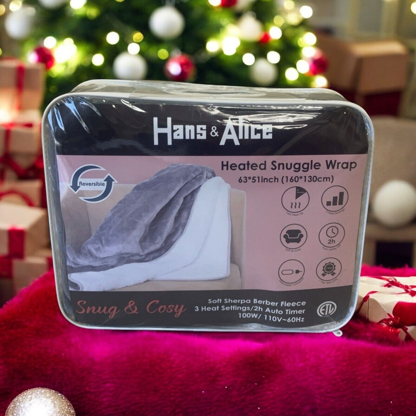 Electric Blanket 63" x 51" Thickened Flannel and Sherpa Heated Blanket