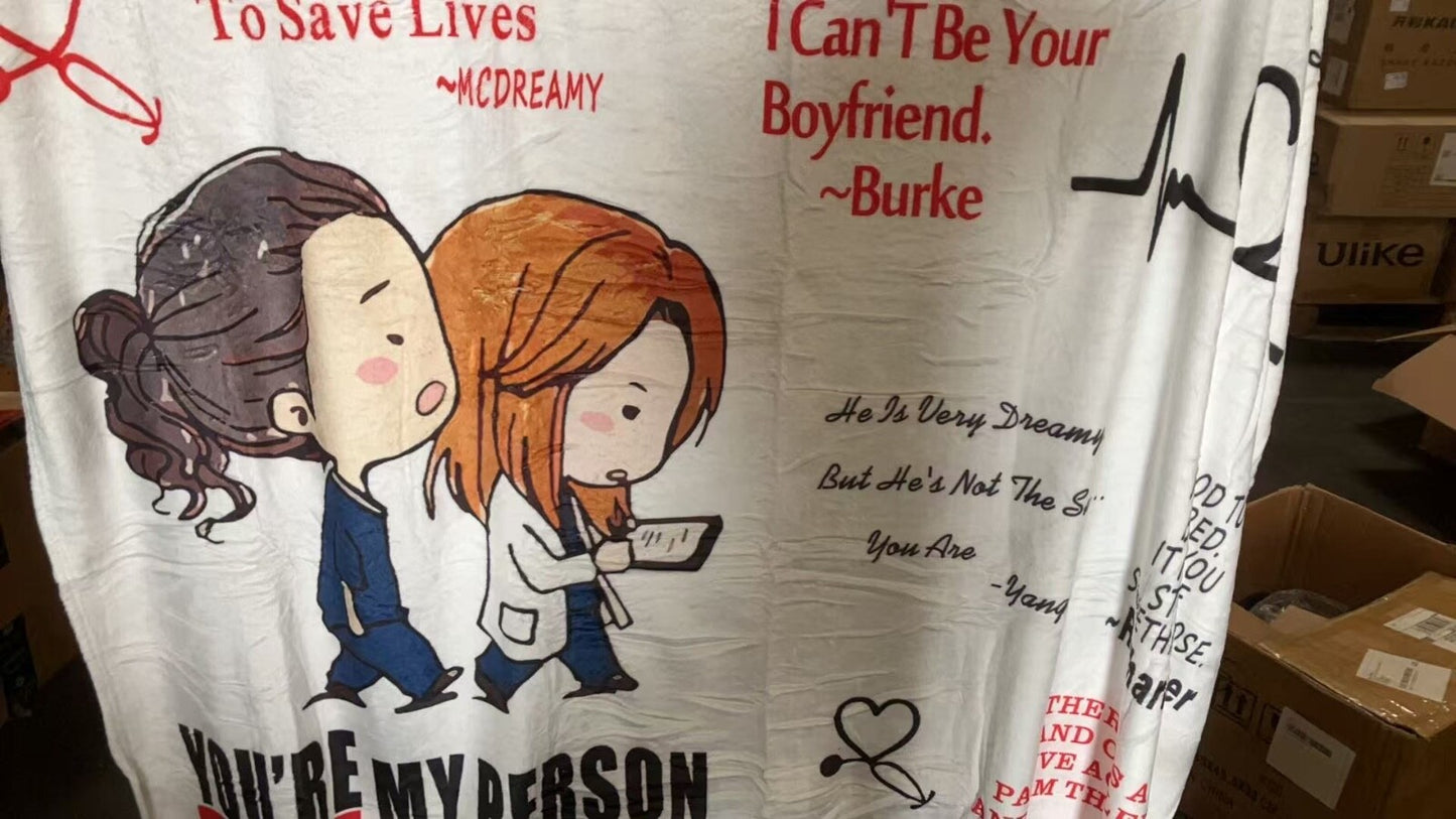 80×60inch Anatomy Blanket You are my person Throw Blanket Ultra-Soft Blanket for