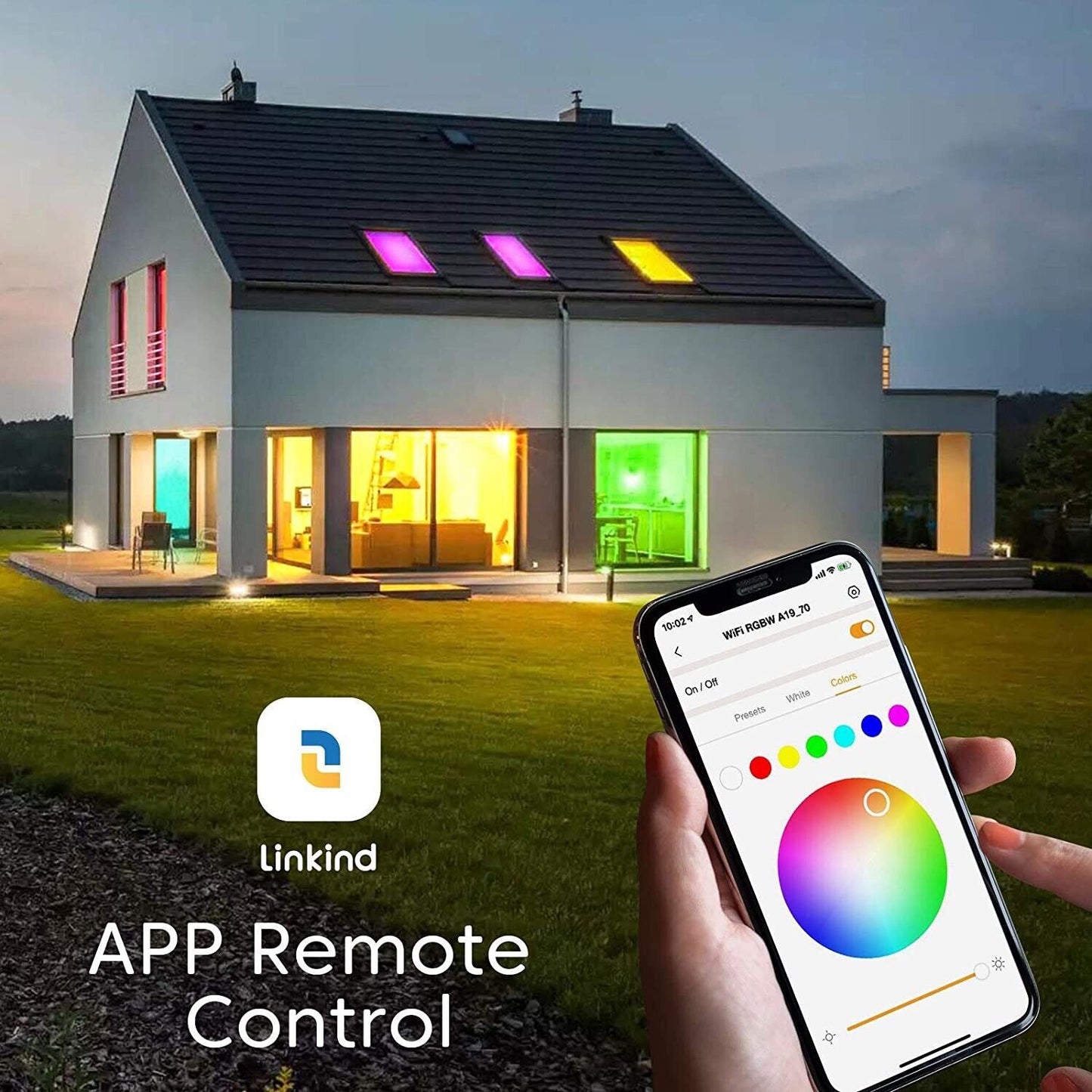 4x Smart Light Bulbs LED RGBW Color Changing Dimmable A19 E26 Bulbs, 2700-6500K