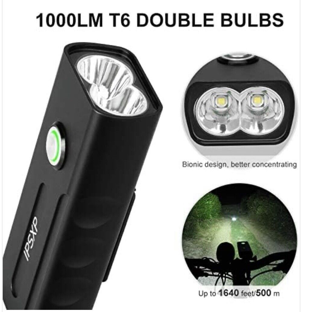 1000 Lumens Bike Light or Taillight Combinations, USB Rechargeable