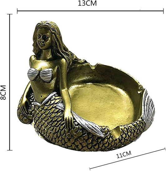 Vintage Mermaid Figurine Tray and Ashtray - Decorative Storage Piece